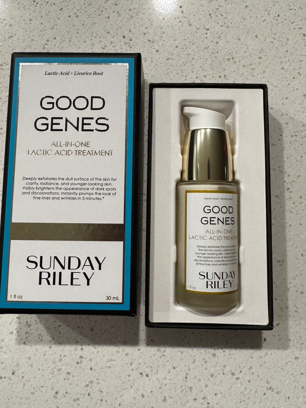 NEW: Sunday Riley Good Genes Serum in White and Silver Packaging - Picture 2 of 3